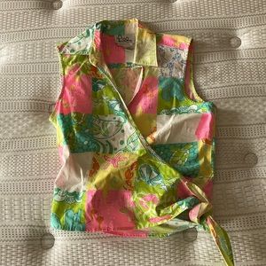 Lilly Pulitzer cropped tie front blouse Size 6